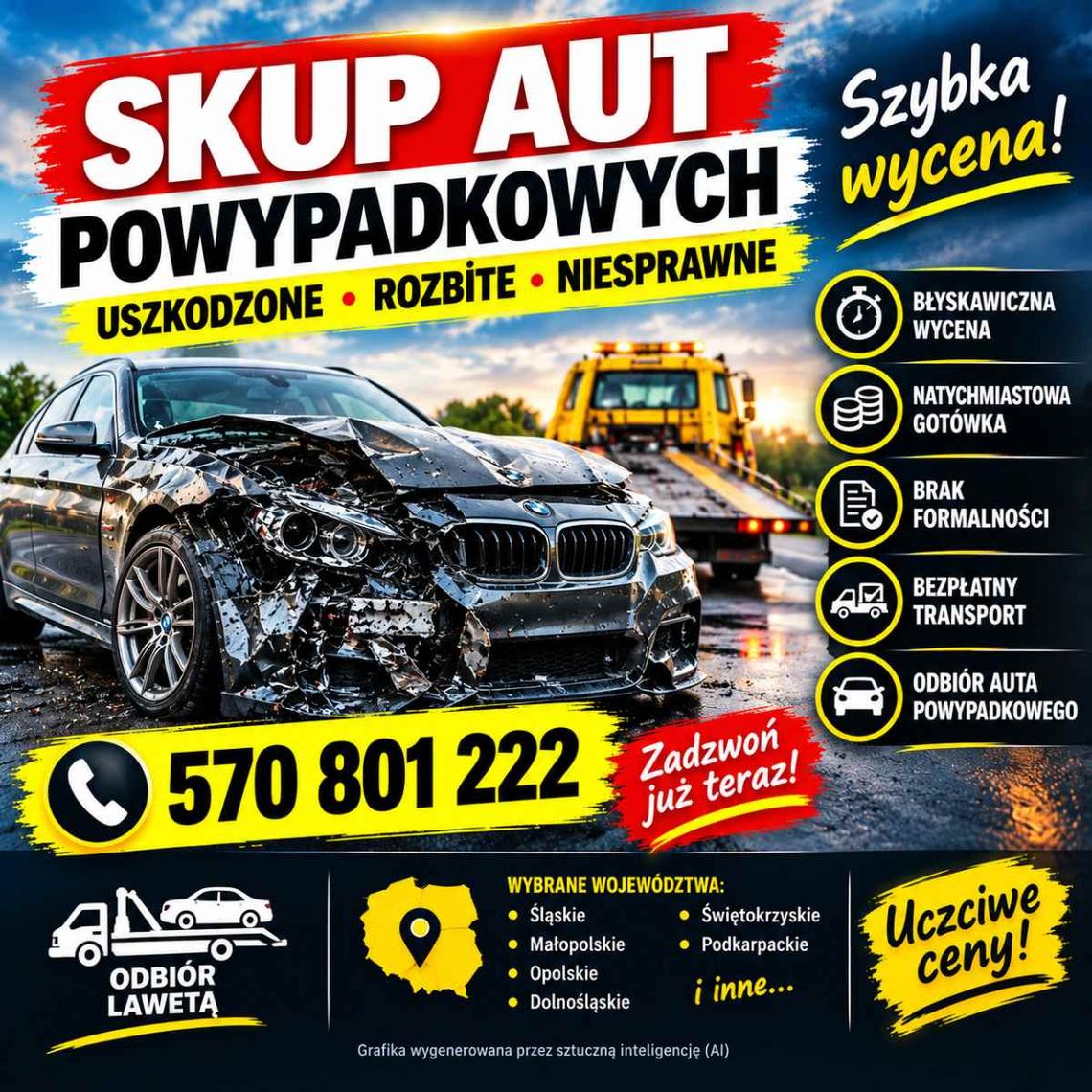 Skup aut powypadkowych - uszkodzone, rozbite, niesprawne/ SZYBKA WYCENA Skup aut powypadkowych - uszkodzone, rozbite, niesprawne/ SZYBKA WYCENA