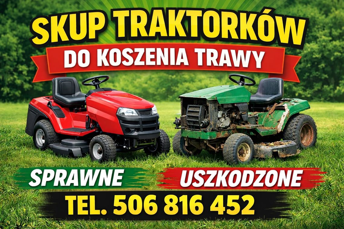 SKUP ODKUP TRAKTORKÓW DO KOSZENIA TRAWY SPRAWNYCH I USZKODZONYCH