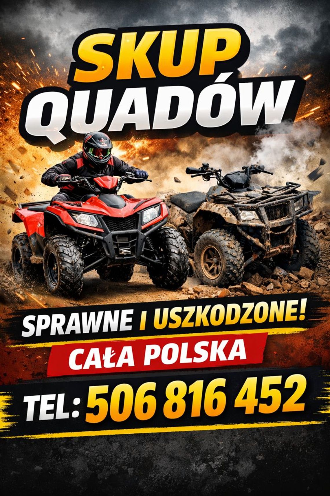 SKUP QUADÓW -CAŁA POLSKA- PRZYJEDZIEMY DO CIEBIE JESZCZE DZIŚ! ZADZWOŃ! GOTÓWKA!