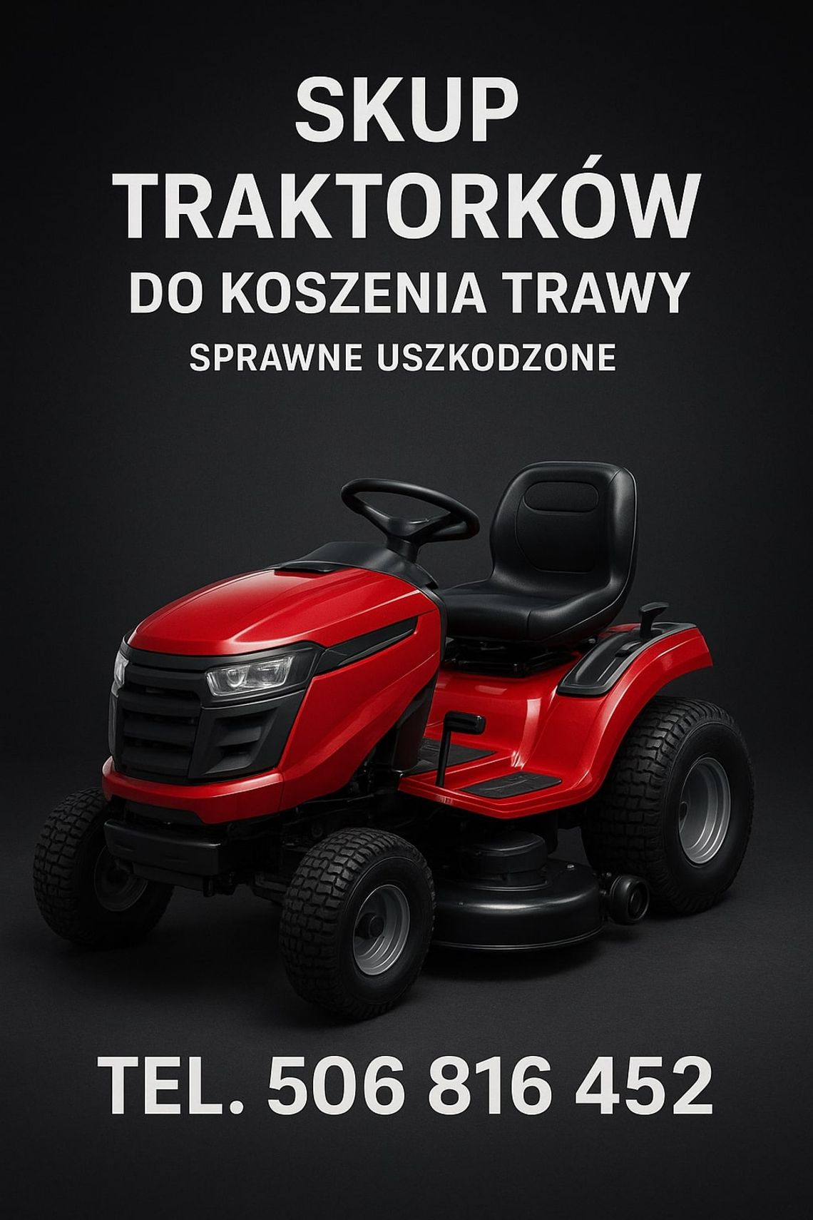 SKUP TRAKTORKÓW DO KOSZENIA TRAWY SPRAWNYCH I USZKODZONYCH