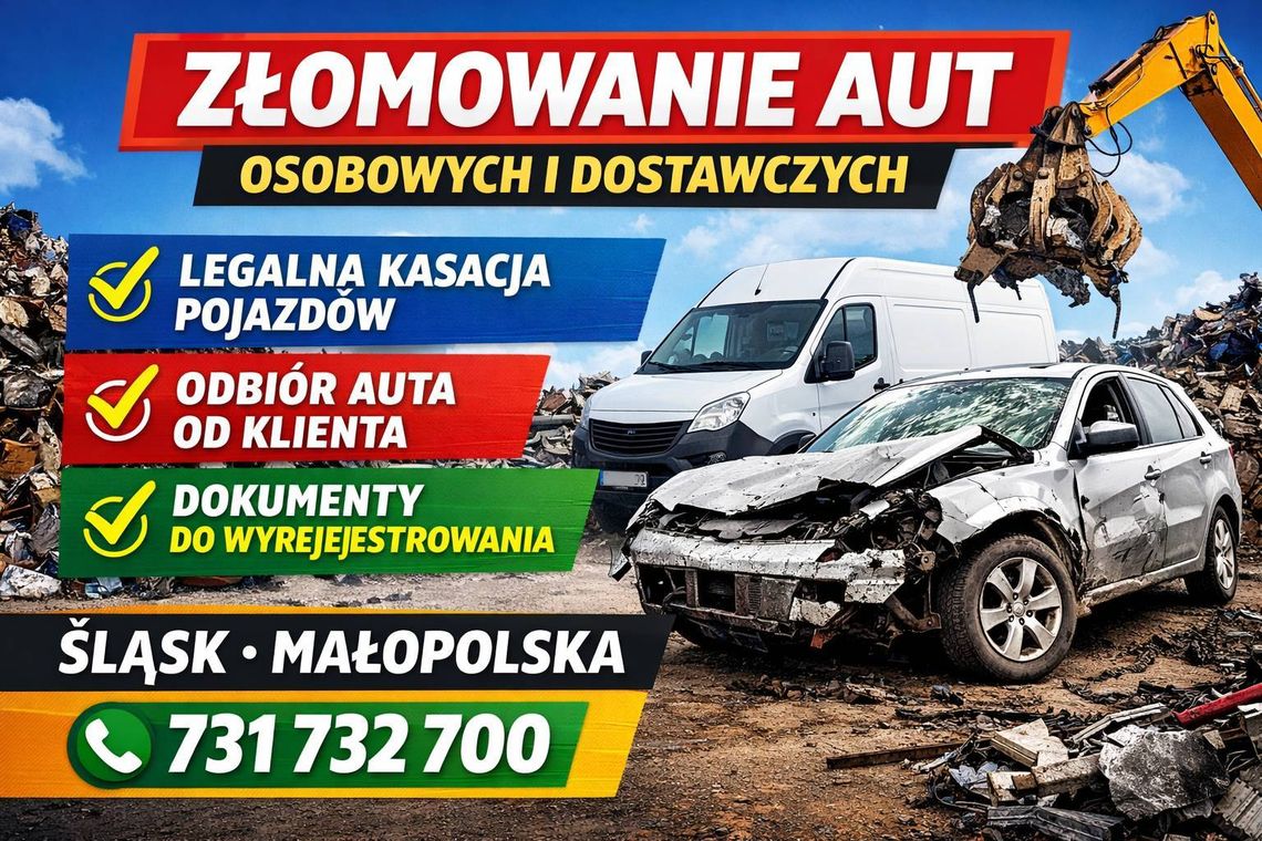 Złomowanie aut osobowych i dostawczych z odbiorem - auto złom Małopolska, Śląsk