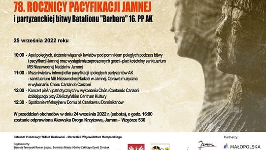 78. rocznica Pacyfikacji Jamnej i partyzanckiej bitwy Batalionu "Barbara"