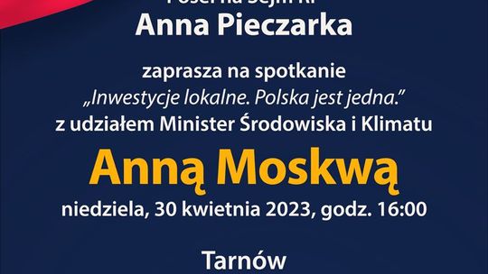 Anna Pieczarka zaprasza na spotkanie z Anną Moskwą Minister Środowiska i Klimatu
