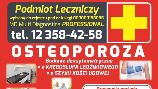 Badanie Osteoporozy w Tarnowie już w przyszłym tygodniu!