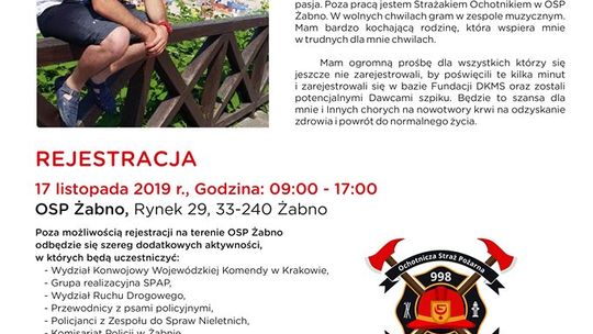 Mundurowi dla Krzyśka i innych ... Dzień dawcy szpiku w OSP Żabno