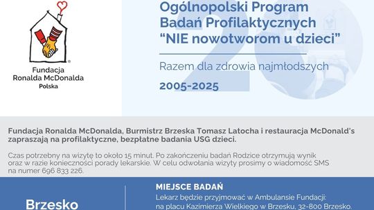 "NIE nowotworom u dzieci" - profilaktyczne badania w Brzesku, obowiązują zapisy "NIE nowotworom u dzieci" - profilaktyczne badania w Brzesku, obowiązują zapisy