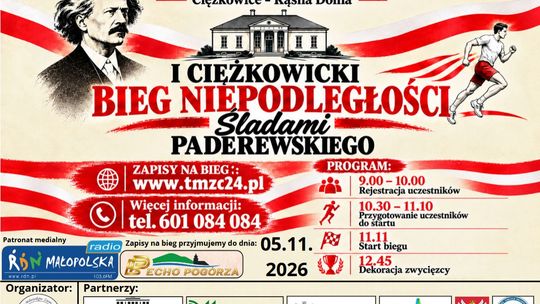 Pobiegną śladami Paderewskiego. W Ciężkowicach szykuje się wyjątkowy Bieg Niepodległości