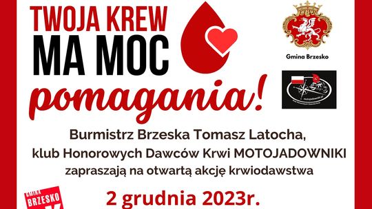 Twoja krew ma moc "pomagania". Zbliża się akcja w Brzesku