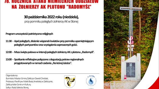 Zapraszamy do Słonej na 78. rocznicę rozbicia plutonu "Radomyśl"