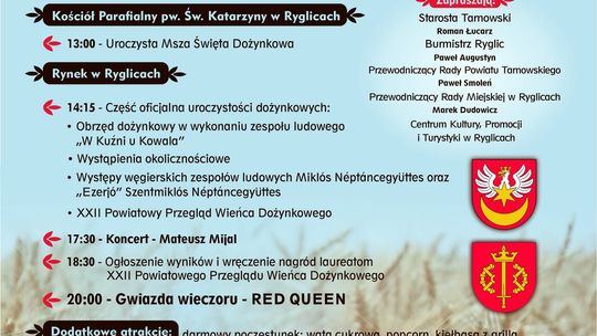 Zapraszamy na Dożynki Powiatu Tarnowskiego do Ryglic