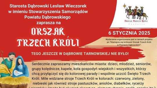 Zapraszamy na Orszak Trzech Króli w Dąbrowie Tarnowskiej