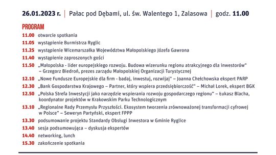 Zaproszenie na konferencje "Rozwój przedsiębiorstw w gminach miejsko-wiejskich" Zalasowa, Pałac pod Dębami,