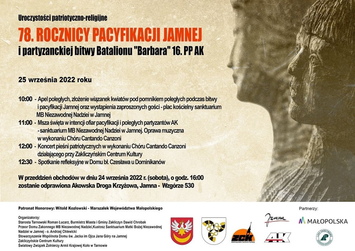 78. rocznica Pacyfikacji Jamnej i partyzanckiej bitwy Batalionu "Barbara"