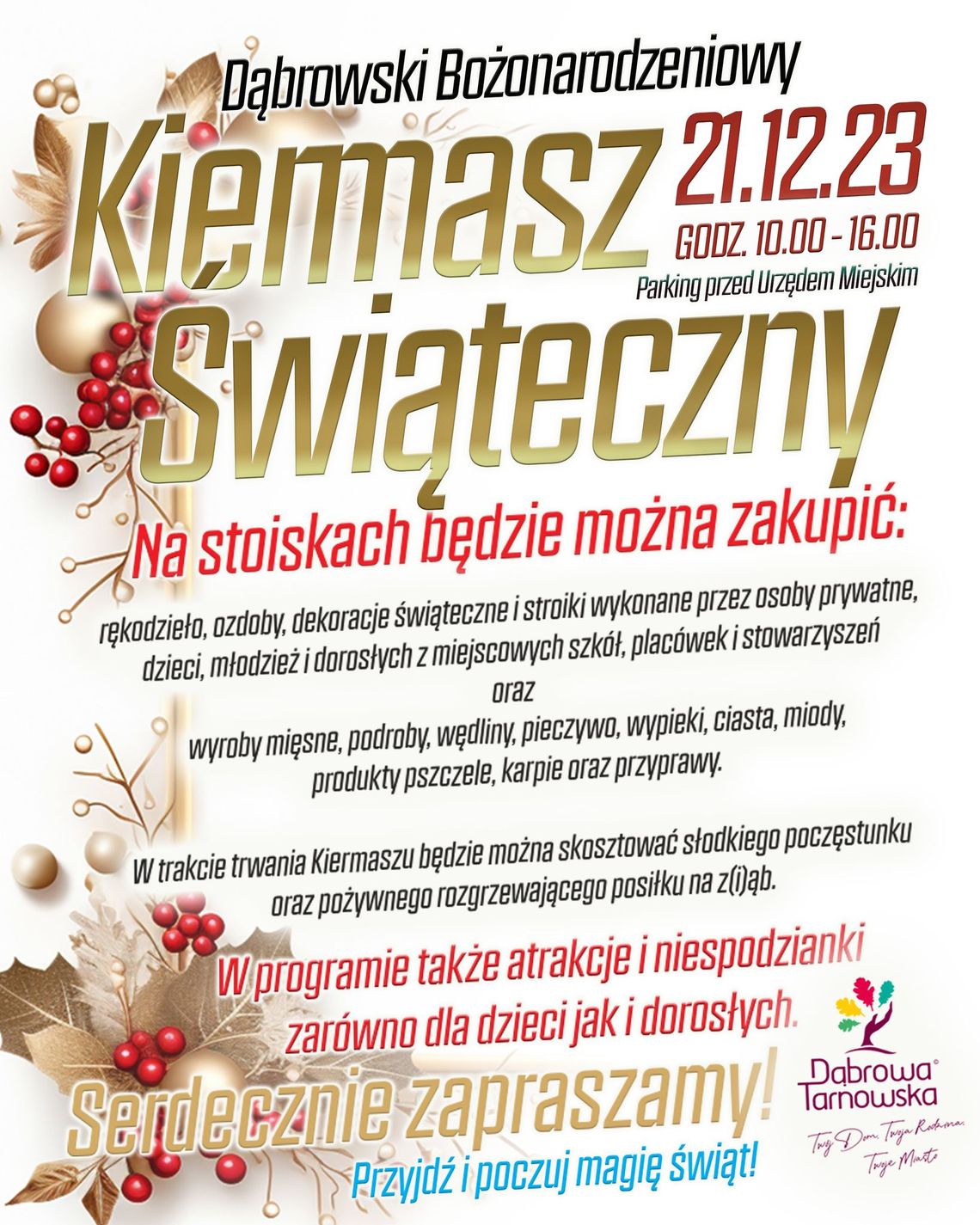 Dąbrowski Bożonarodzeniowy Kiermasz Świąteczny coraz bliżej! Dąbrowski Bożonarodzeniowy Kiermasz Świąteczny coraz bliżej!