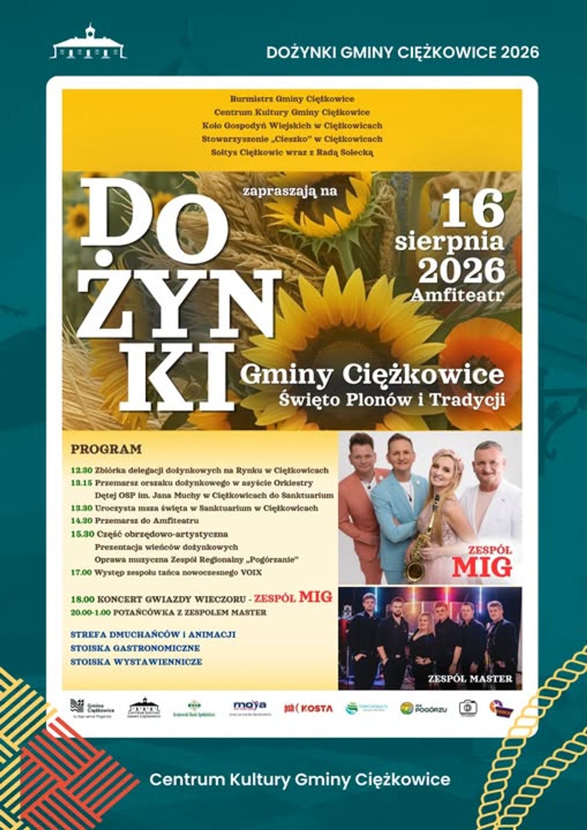 Dożynki Gminy Ciężkowice 2026 – święto plonów, tradycji i wspólnego świętowania! Dożynki Gminy Ciężkowice 2026 – święto plonów, tradycji i wspólnego świętowania!
