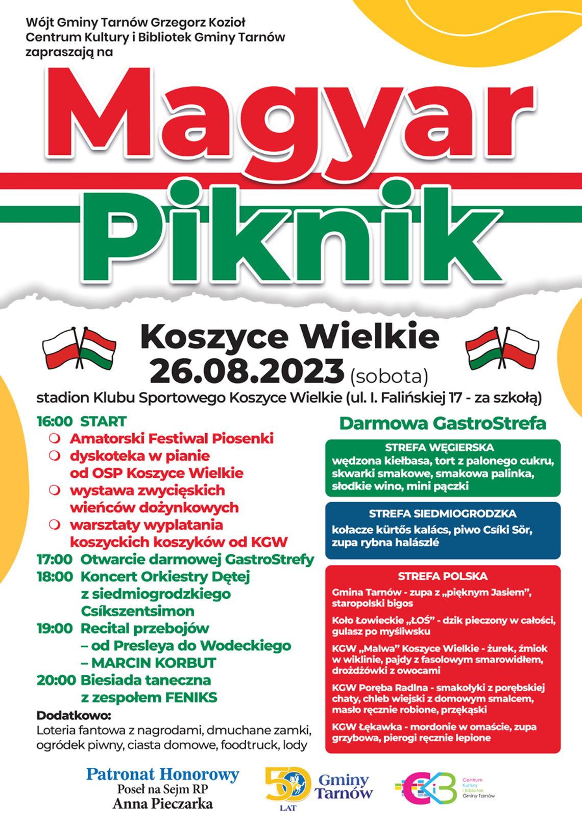Gmina Tarnów zaprasza do Koszyc Wielkich na Magyar Piknik