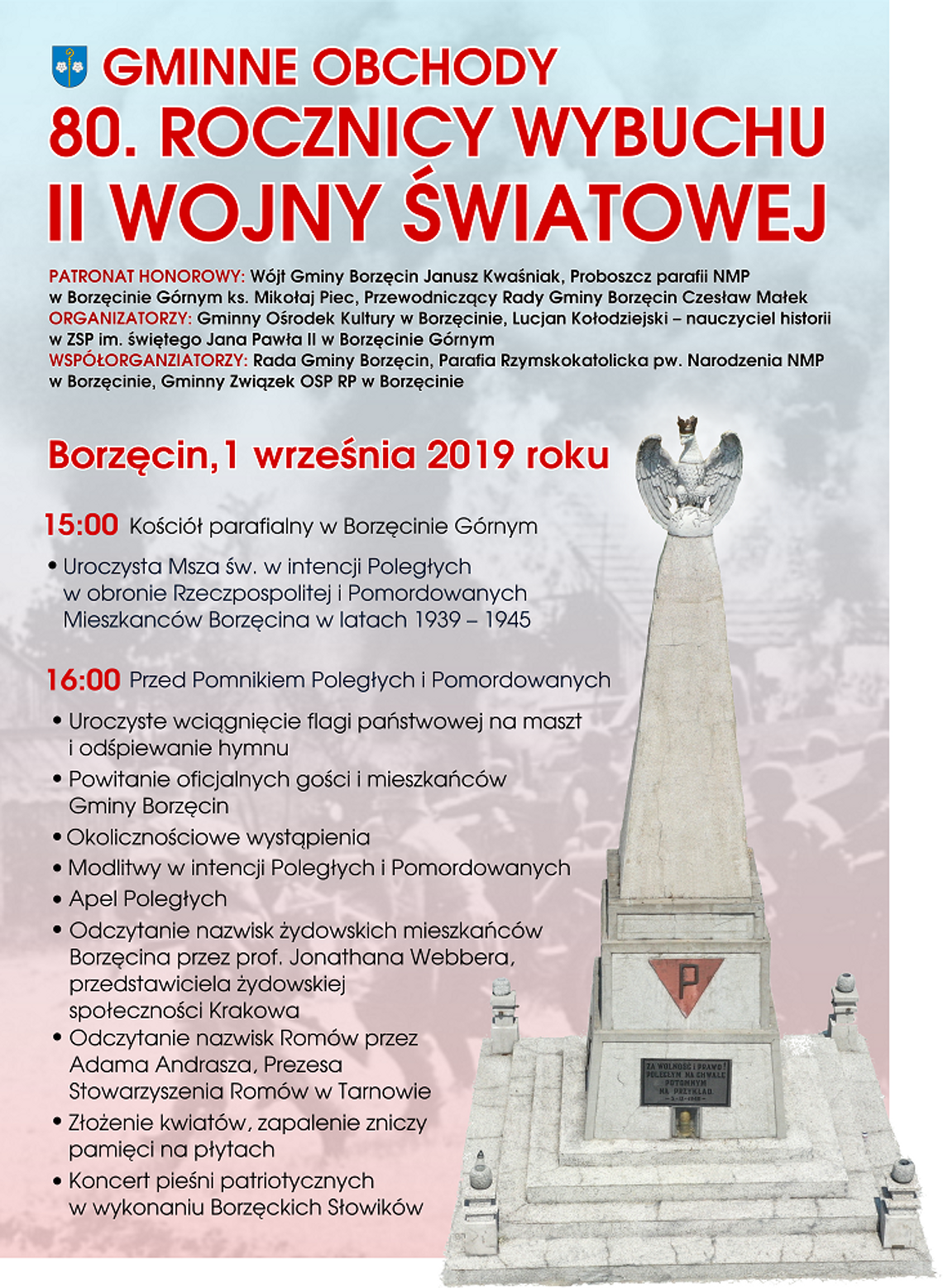 Gminne Obchody 80. Rocznicy Wybuchu II Wojny Światowej w Borzęcinie Gminne Obchody 80. Rocznicy Wybuchu II Wojny Światowej w Borzęcinie