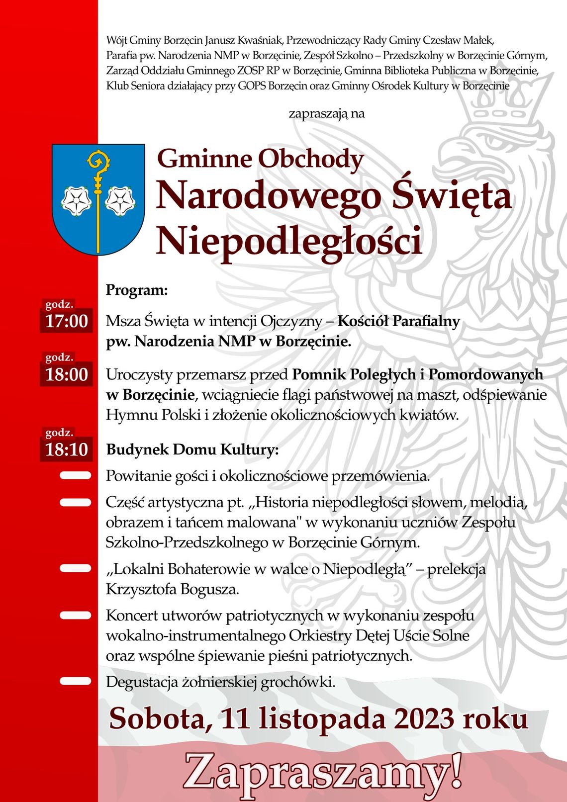 Gminne Obchody Narodowego Święta Niepodległości w Borzęcinie Gminne Obchody Narodowego Święta Niepodległości w Borzęcinie