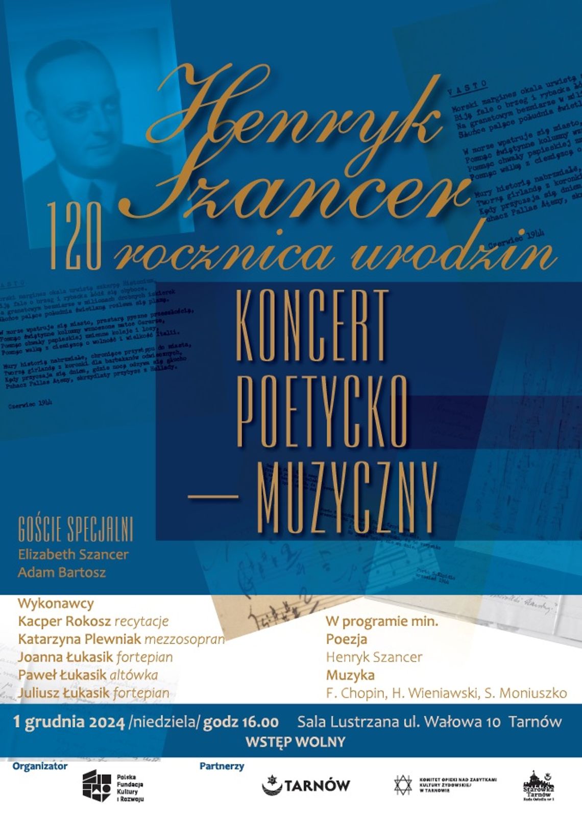 KONCERT poetycko-muzyczny Henryk Szancer w 120 rocznicę urodzin