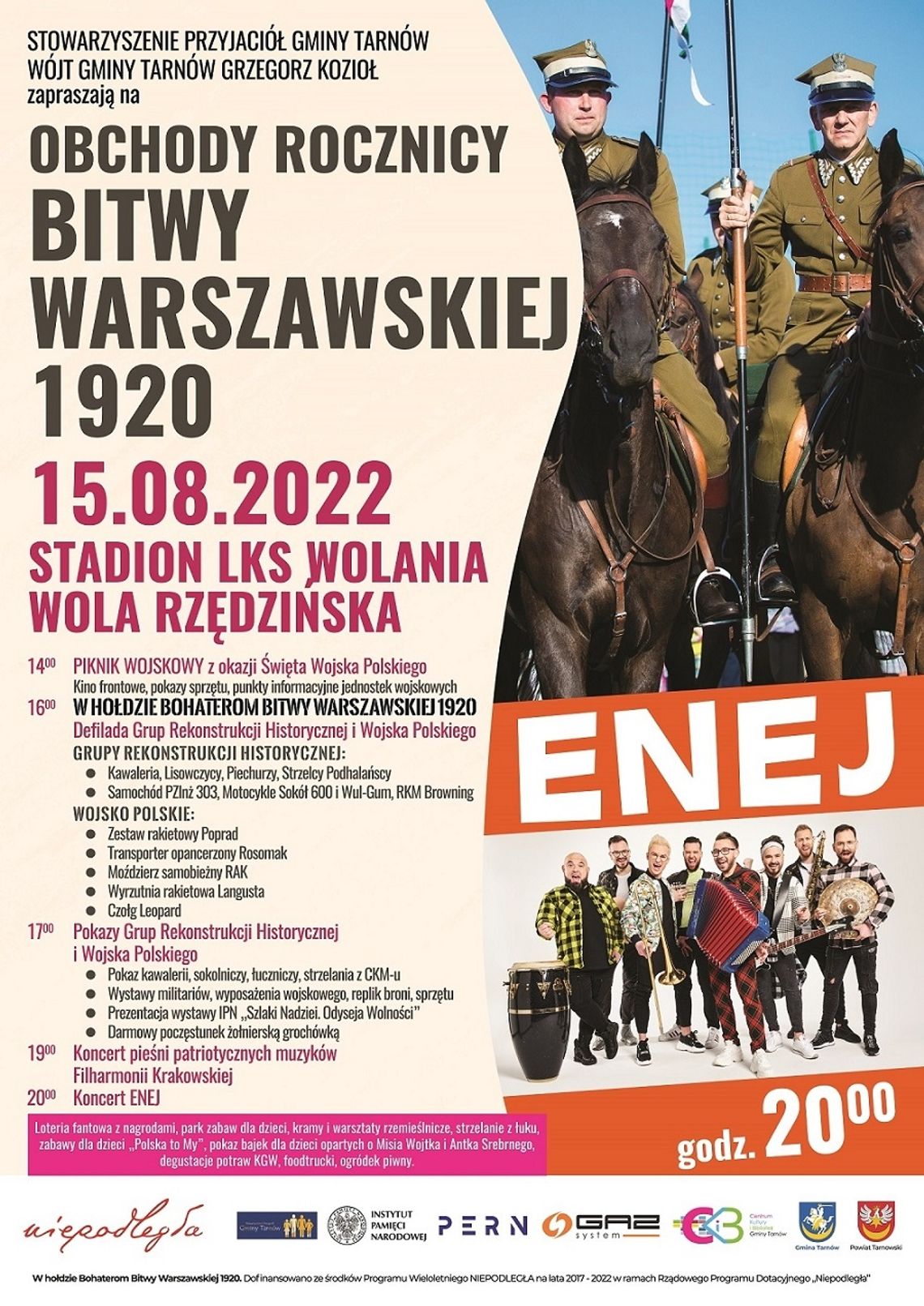 Obchody rocznicy Bitwy Warszawskiej 1920 w Woli Rzędzińskiej z piknikiem wojskowym i zespołem ENEJ przed nami!