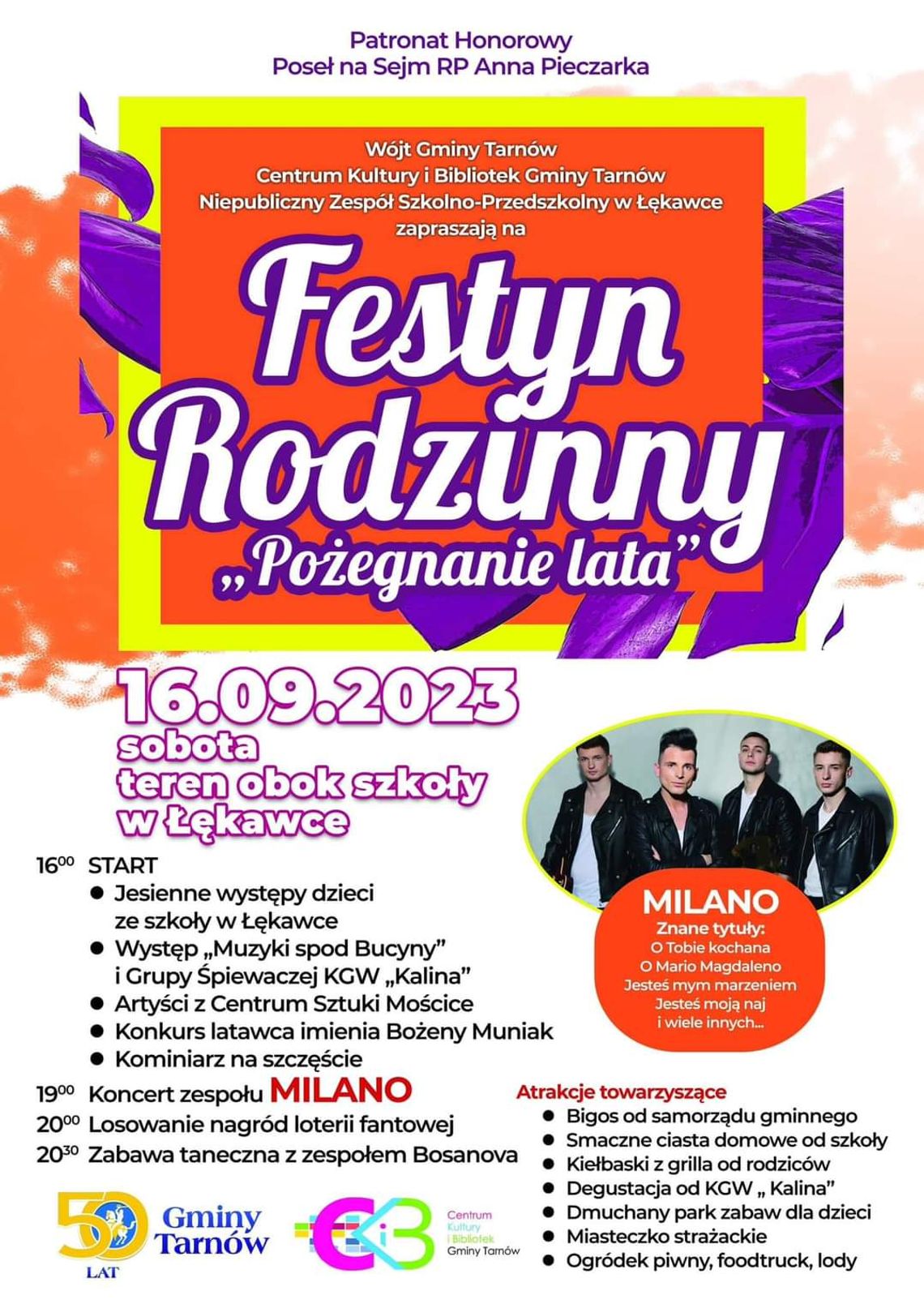 Pożegnanie lata w Łękawce, będzie koncert Milano Pożegnanie lata w Łękawce, będzie koncert Milano