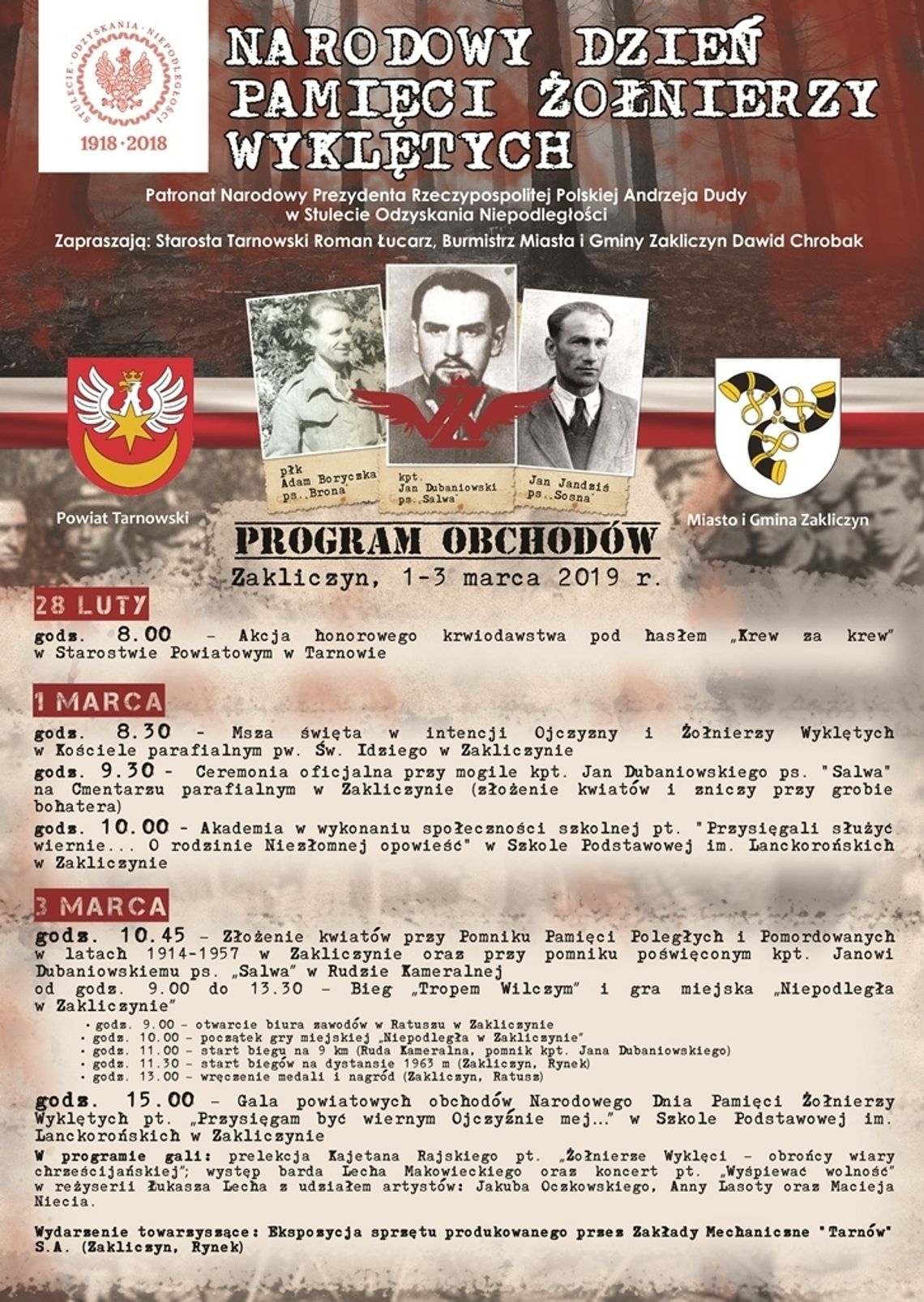 Przysięgam być wierny Ojczyźnie mej! Powiatowe obchody Narodowego Dnia Pamięci Żołnierzy Wyklętych Przysięgam być wierny Ojczyźnie mej! Powiatowe obchody Narodowego Dnia Pamięci Żołnierzy Wyklętych