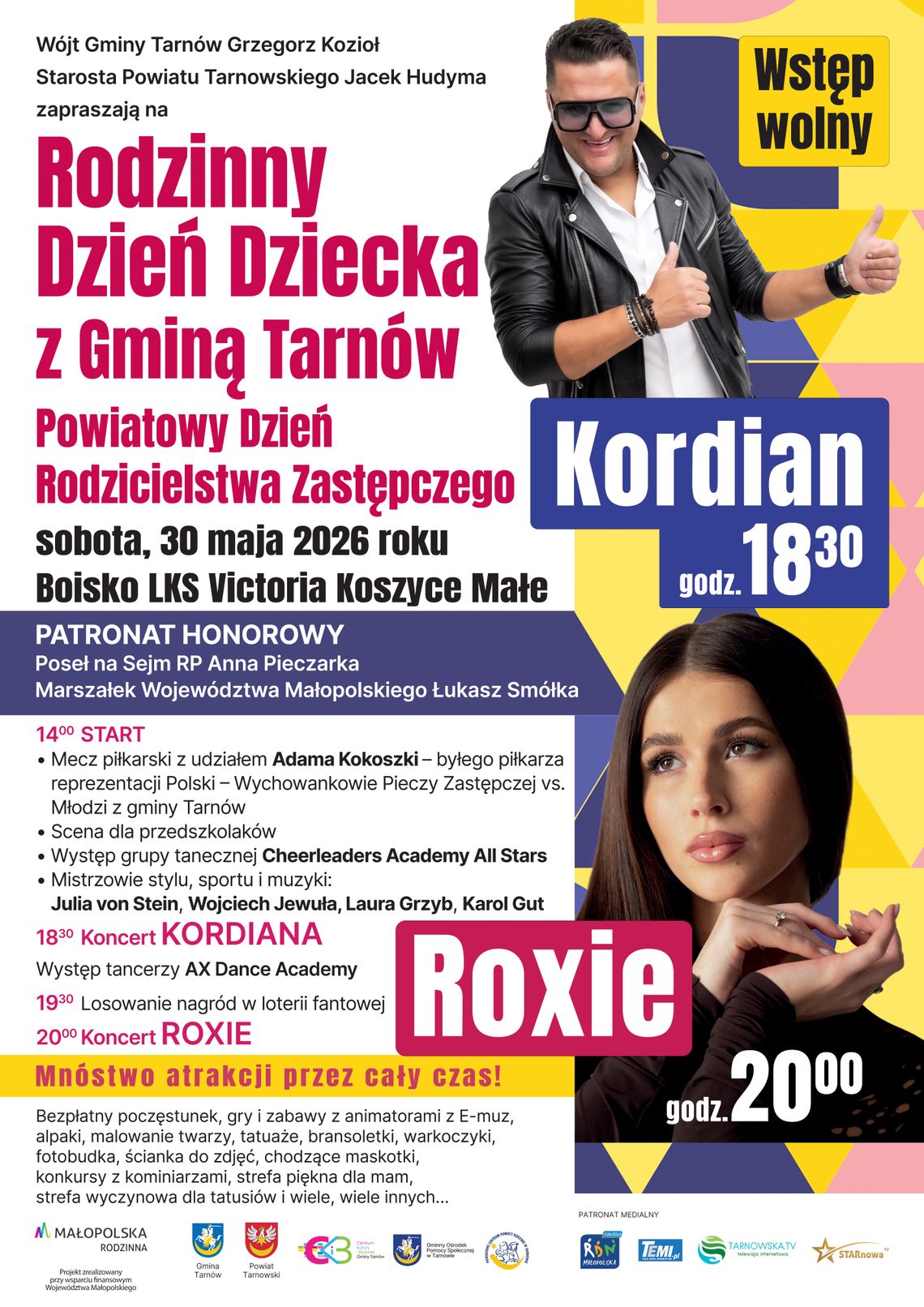 Rodzinny Dzień Dziecka i Powiatowy Dzień Rodzicielstwa Zastępczego w Koszycach Małych. Na scenie Kordian i Roxie Rodzinny Dzień Dziecka i Powiatowy Dzień Rodzicielstwa Zastępczego w Koszycach Małych. Na scenie Kordian i Roxie