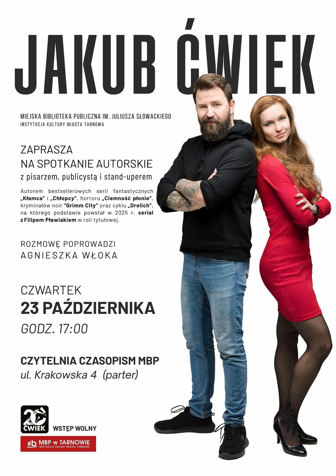 Spotkanie autorskie z Jakubem Ćwiekiem w tarnowskiej bibliotece