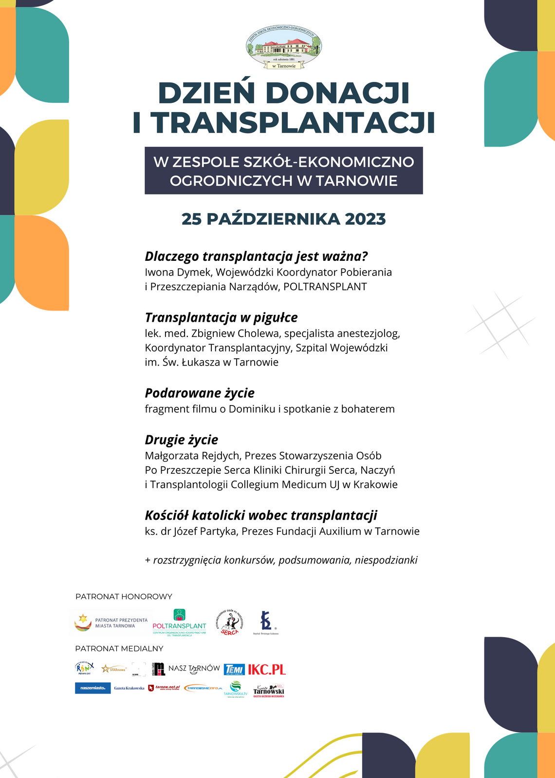 Światowy Dzień Donacji i Transplantacji 2023 w ZSEO w Tarnowie Światowy Dzień Donacji i Transplantacji 2023 w ZSEO w Tarnowie