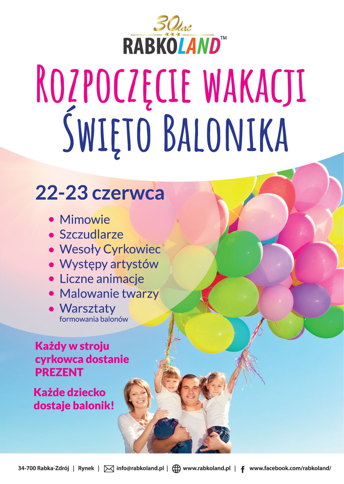Wakacje czas zacząć! Święto Balonika w Rabkolandzie Wakacje czas zacząć! Święto Balonika w Rabkolandzie