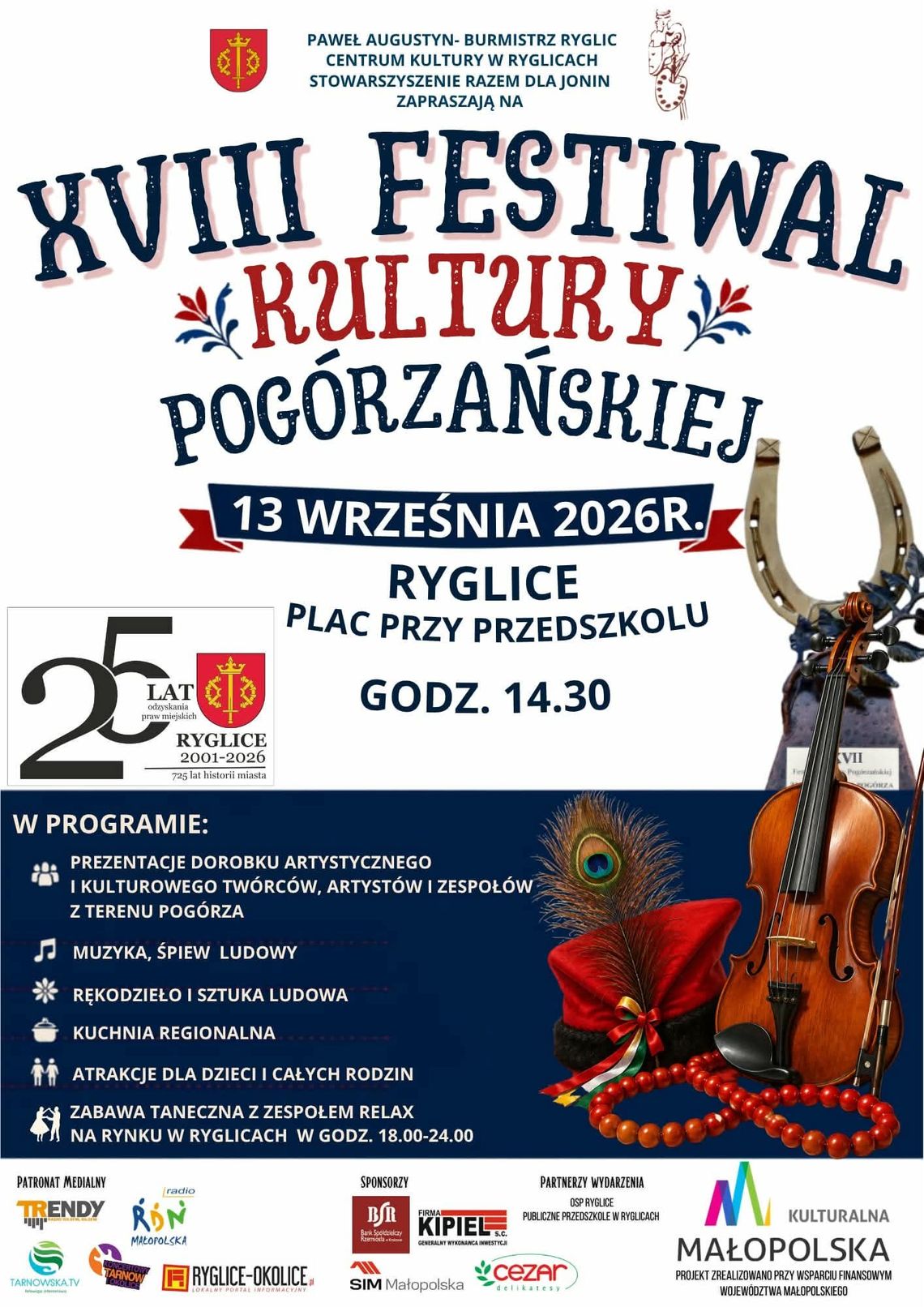 XVIII Festiwal Kultury Pogórzańskiej w Ryglicach XVIII Festiwal Kultury Pogórzańskiej w Ryglicach