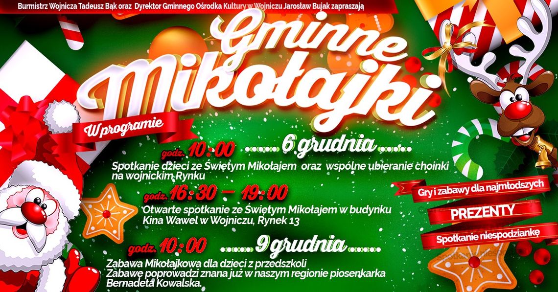 Zabawa Mikołajkowa połączoną ze spotkaniem ze Świętym Mikołajem w Wojniczu