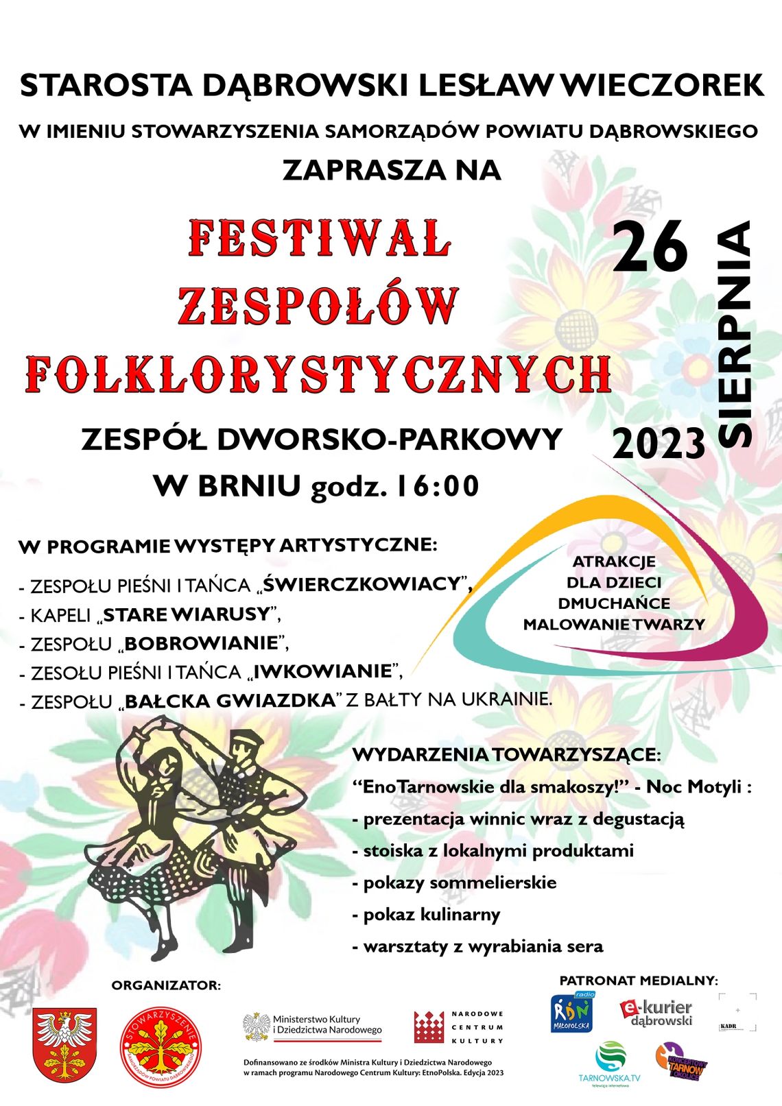 Zapraszamy na Festiwal Zespołów Folklorystycznych i Noc Motyli Zapraszamy na Festiwal Zespołów Folklorystycznych i Noc Motyli