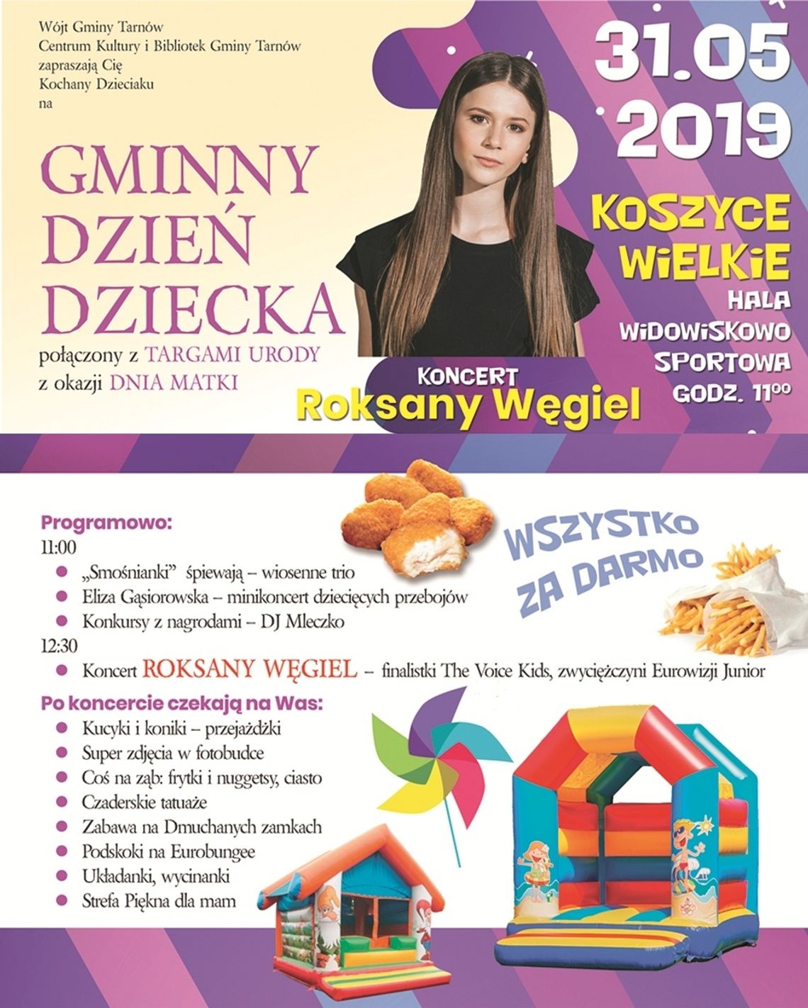 Zapraszamy na gminny Dzień Dziecka z koncertem Roksany Węgiel Zapraszamy na gminny Dzień Dziecka z koncertem Roksany Węgiel