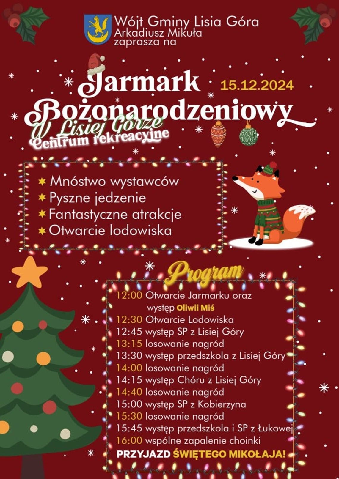 Zapraszamy na Jarmark Bożonarodzeniowy do Lisiej Góry