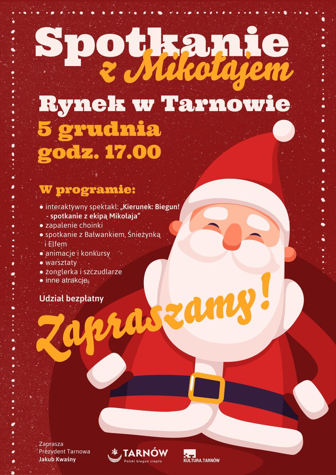 Zapraszamy na „Spotkanie z Mikołajem” na Tarnowskim Rynku!