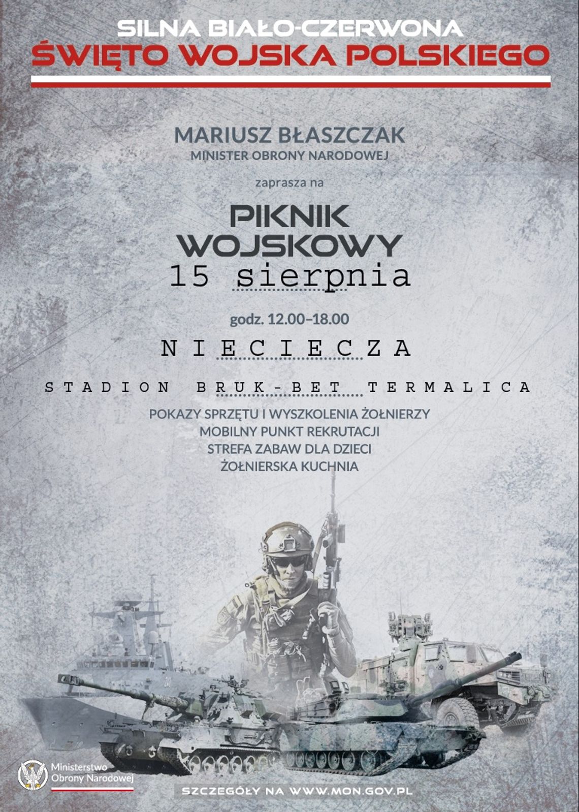 Zapraszamy na Święto Wojska Polskiego do Niecieczy Zapraszamy na Święto Wojska Polskiego do Niecieczy