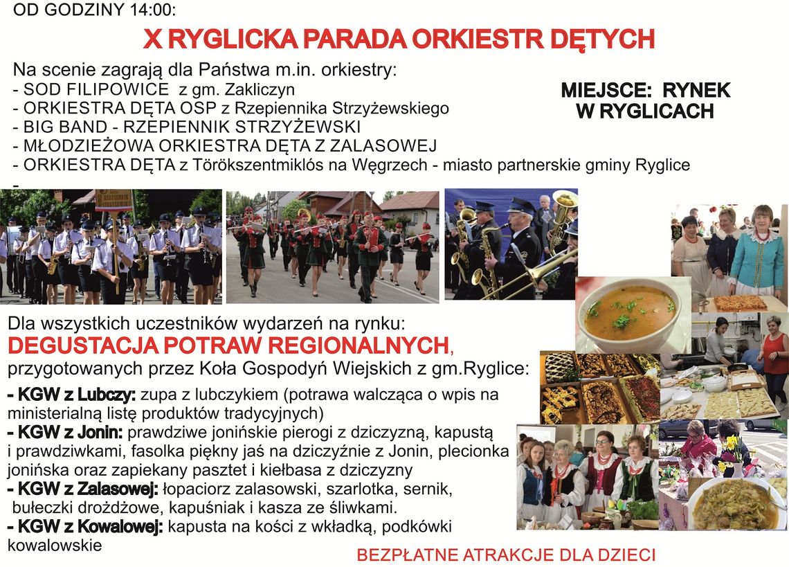 Zapraszamy na X Ryglicką Paradę Orkiestr Dętych Zapraszamy na X Ryglicką Paradę Orkiestr Dętych