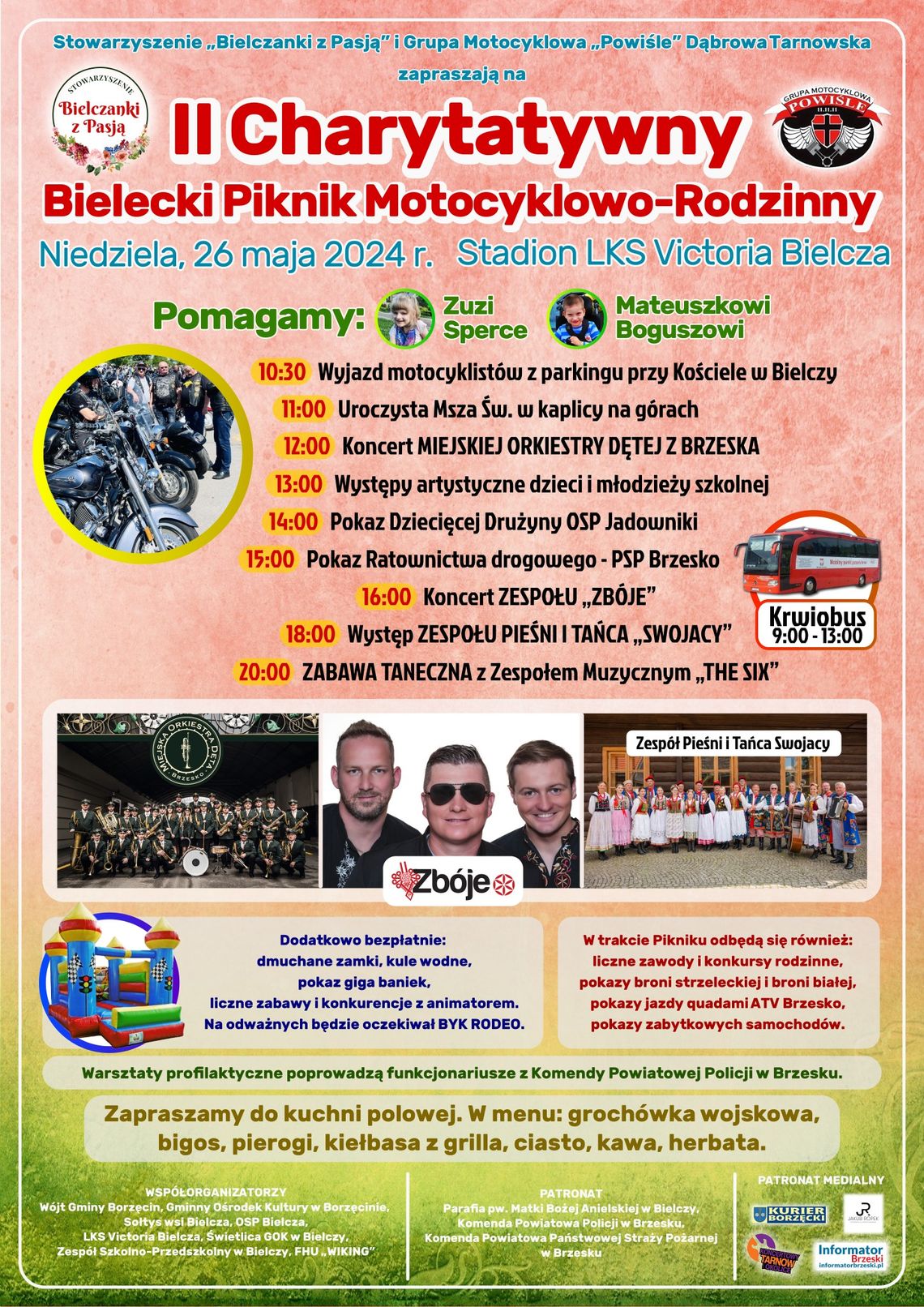Zapraszamy w niedzielę 26 maja br. do Bielczy na II Charytatywny Bielecki Piknik Motocyklowo-Rodzinny.