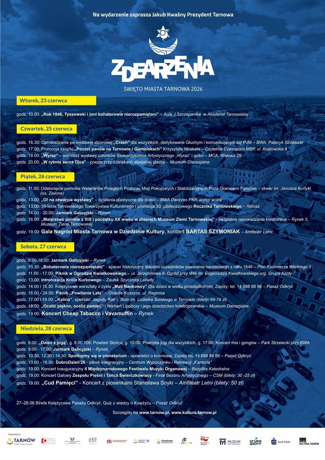 Zbliżają się „Zdarzenia TARNÓW 2026” – Święto Miasta Tarnowa pełne kultury, muzyki i kosmicznych atrakcji! Zbliżają się „Zdarzenia TARNÓW 2026” – Święto Miasta Tarnowa pełne kultury, muzyki i kosmicznych atrakcji!