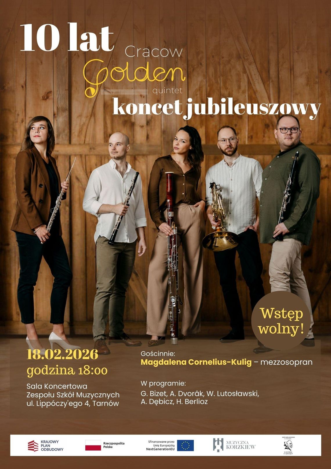 Zespół Cracow Golden Quintet z koncertem w Tarnowie