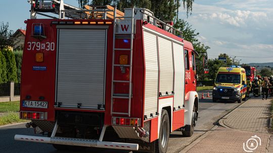 Zderzenie dwóch pojazdów, Dębina Zakrzowska, 30.07.2021 r., ok. 17.00.[ZDJĘCIA]